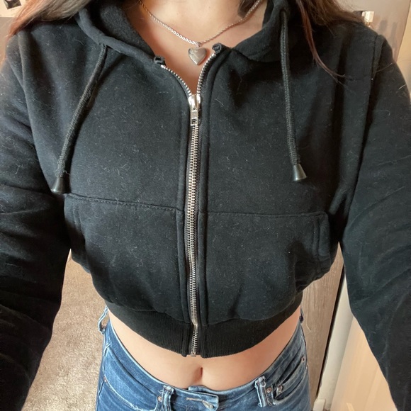 SHEIN Tops - Crop Zip-Up Sweatshirt